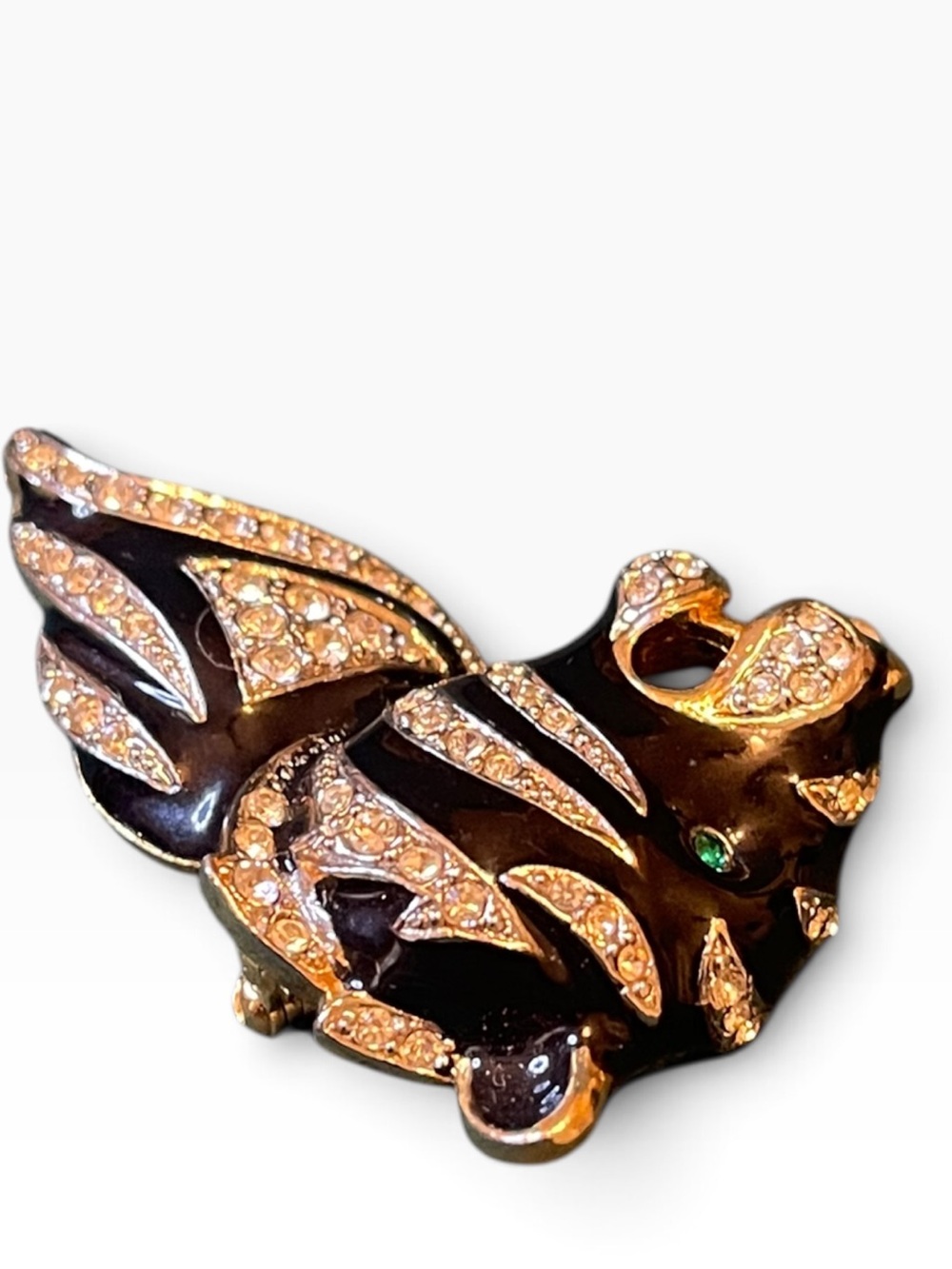 Vintage Gem-Craft Roaring Tiger Head Enamel & Rhinestone Brooch - Picture 8 of 12